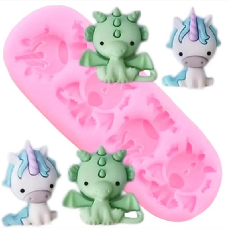 Moldes de silicona UNICORNIOS MINI para apliques en porcelana fría, RESINA. descuento