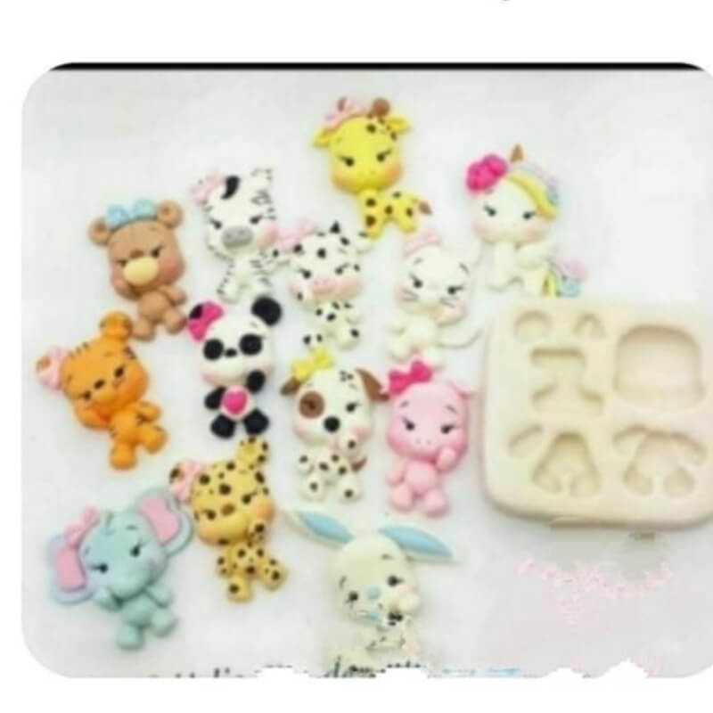 Moldes de silicona ANIMALITOS VARIOS para apliques en porcelana fría. descuento