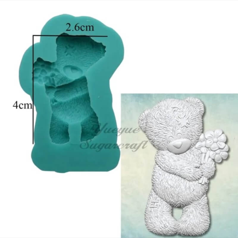 Moldes de silicona OSOS AMOROSO para apliques en porcelana fría, chocolate, fondant, resina.
