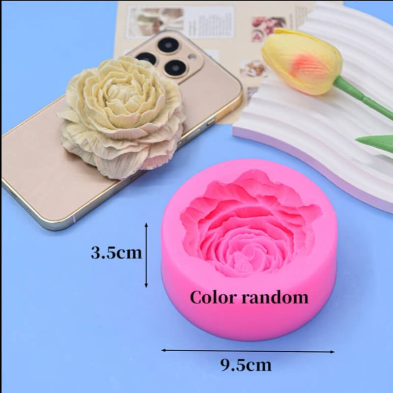 Molde de silicona con diseño PEONIA L 3D para uso en Velas, Jabones, resina, chocolate o yeso.