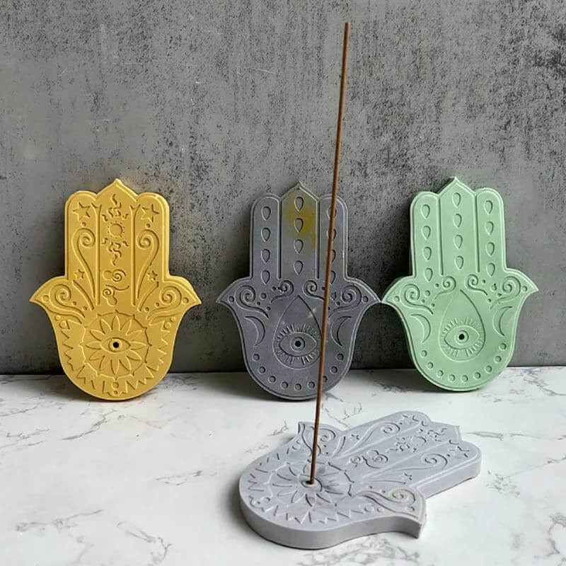 Molde de silicona con diseño MANO FATIMA DOBLE PARA INCIENSO para uso en Velas, Jabones, resina, chocolate o yeso.