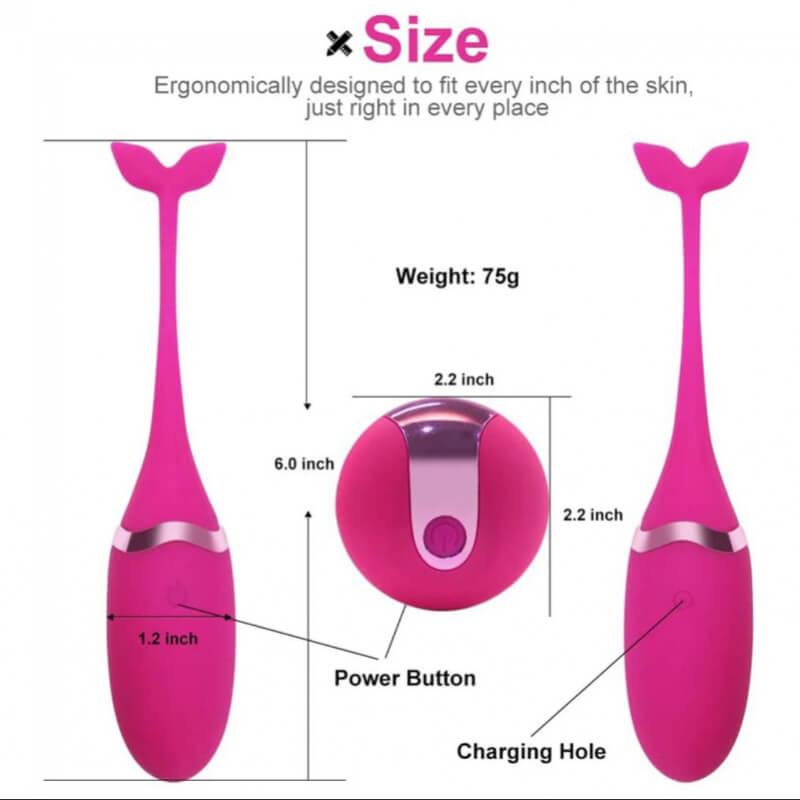 HUEVO VIBRADOR EN FORMA DE BALLENA CON CONTROL INALÁMBRICO RECARGABLE Y 10 TIPOS DE VIBRACION
