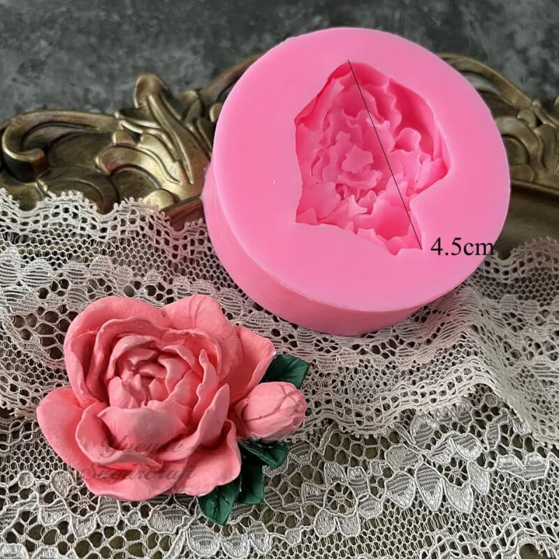 Molde de silicona con diseño DE FLOR CON BOTON 3D para uso en Velas, Jabones, resina, chocolate o yeso. descuento