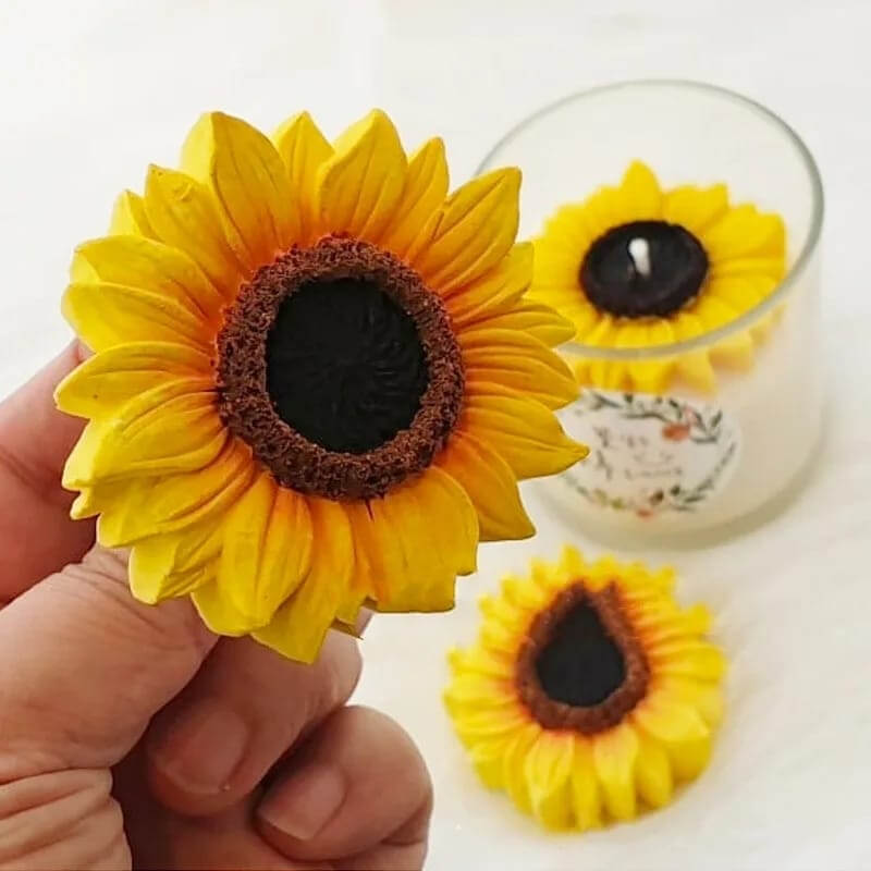 Molde de silicona con diseño de GIRASOL 3D para uso en Velas, Jabones, resina, chocolate o yeso.