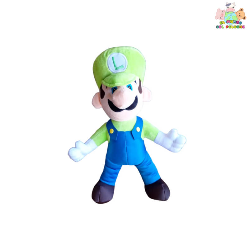Luigui #1 Peluche – Inspirado en Mario Bros, Color Verde y Overol Azul, 35 cm | El Mundo del Peluche