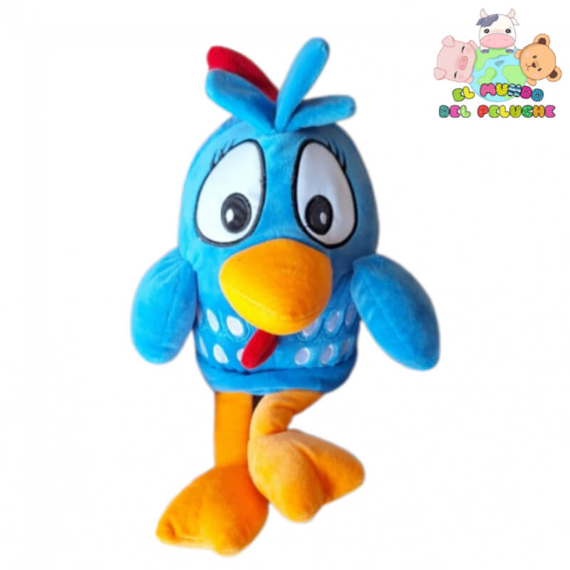 Peluche Gallina Pintadita | Azul con Puntos Blancos y Corbatita Roja | 30x18 cm | El Mundo del Peluche