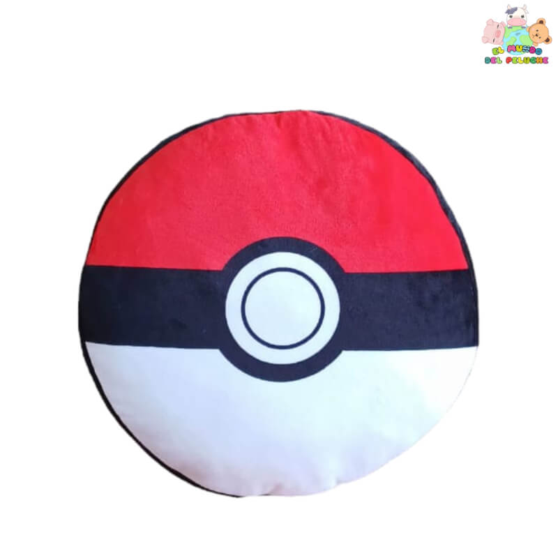 Cojín Pokébola | Peluche Decorativo Pokémon | 36 cm x 36 cm | El Mundo del Peluche