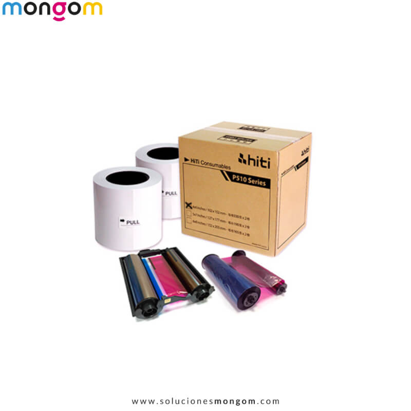 Kit de Impresión HiTi P510L 4x6 | Pack de 4 Rollos | 1,320 Impresiones Fotográficas Profesionales | Colores Vívidos y Alta Definición | Soluciones Mon