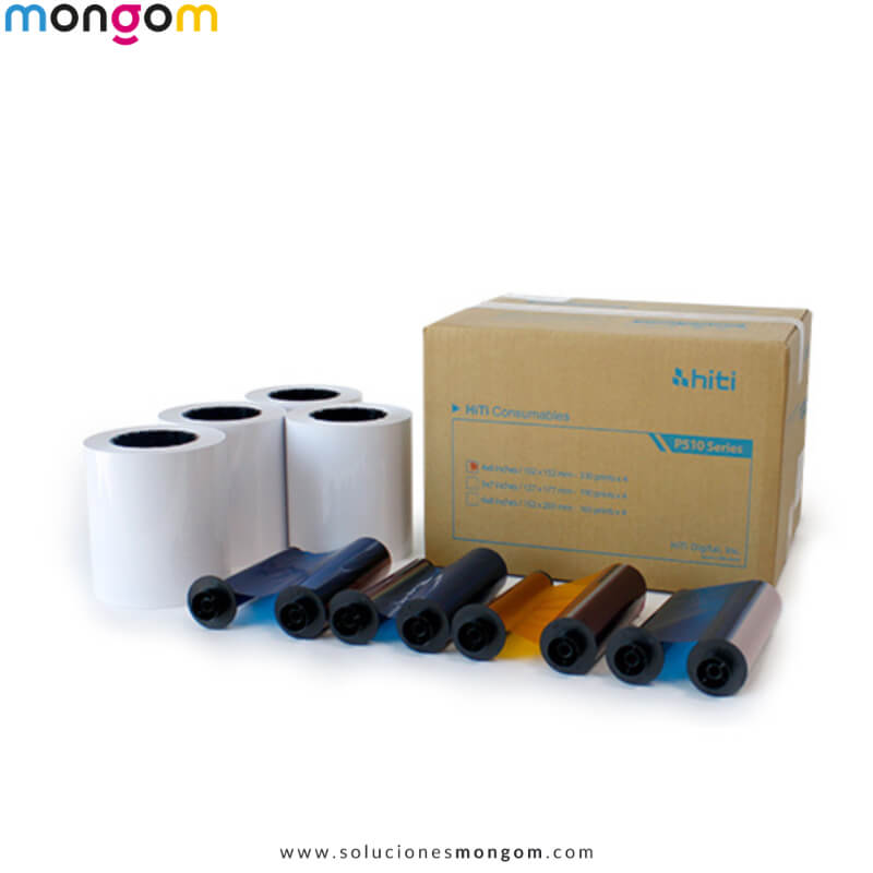 Kit de Impresión HiTi P510L 6x8 | Pack de 4 Rollos | 660 Impresiones Fotográficas Profesionales | Colores Vivos y Alta Definición | Soluciones Mongom
