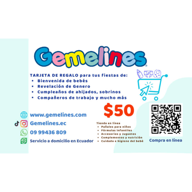 TARJETA DE REGALO PERSONALIZADA GEMELINES $50