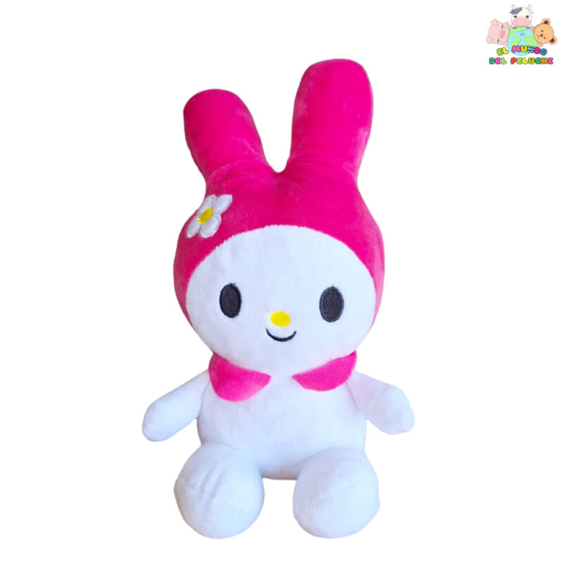 Peluche Melody #0 - Color Blanco con Rosa - 23 cm | El Mundo del Peluche