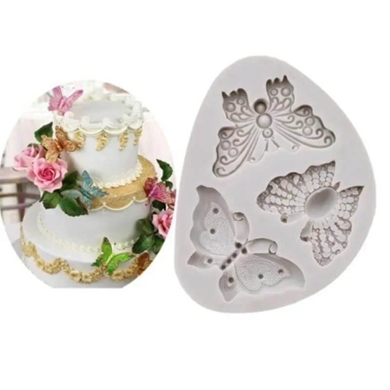 Molde MARIPOSAS x 3 elaborado en silicona para uso en chocolate, fondant, resina, porcelana fría.
