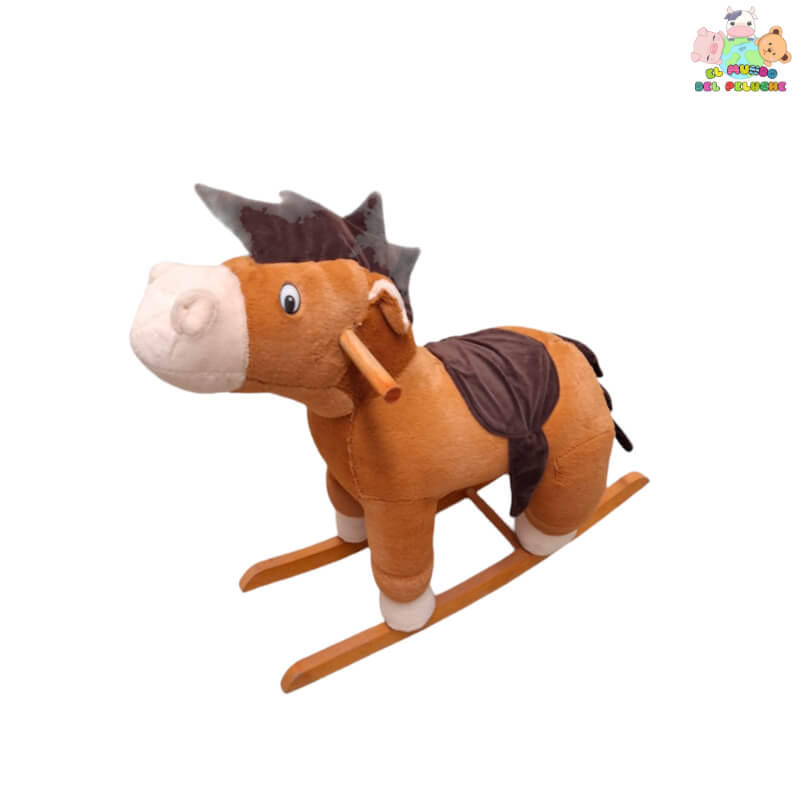 Mecedora Caballo Tiro al Blanco – Bicolor Café y Café Claro – 67 cm | El Mundo del Peluche