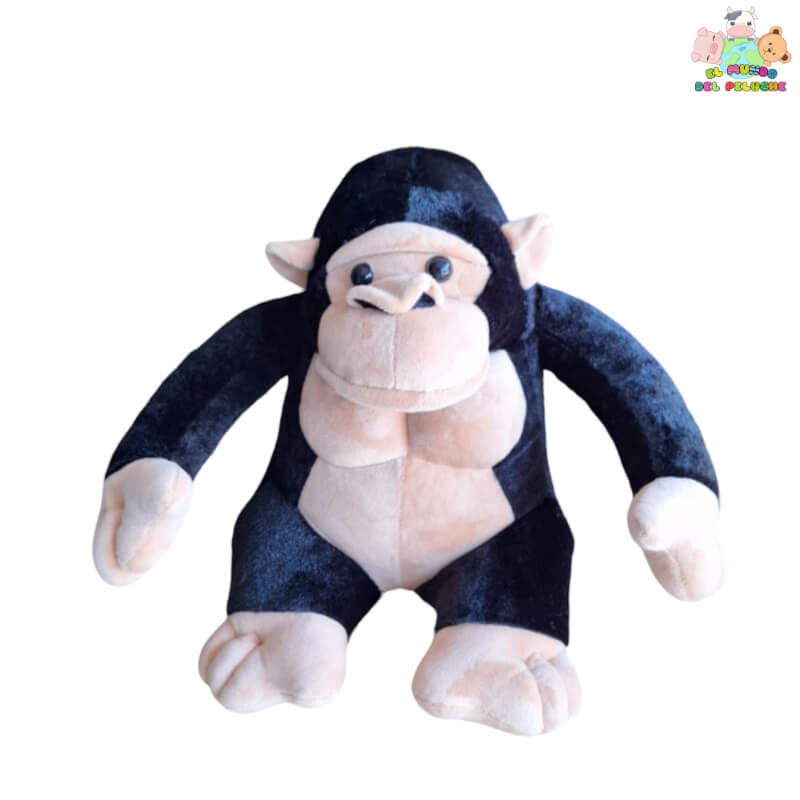 Peluche Gorila Chico – Negro Combinado con Café – 35 cm | El Mundo del Peluche Querétaro