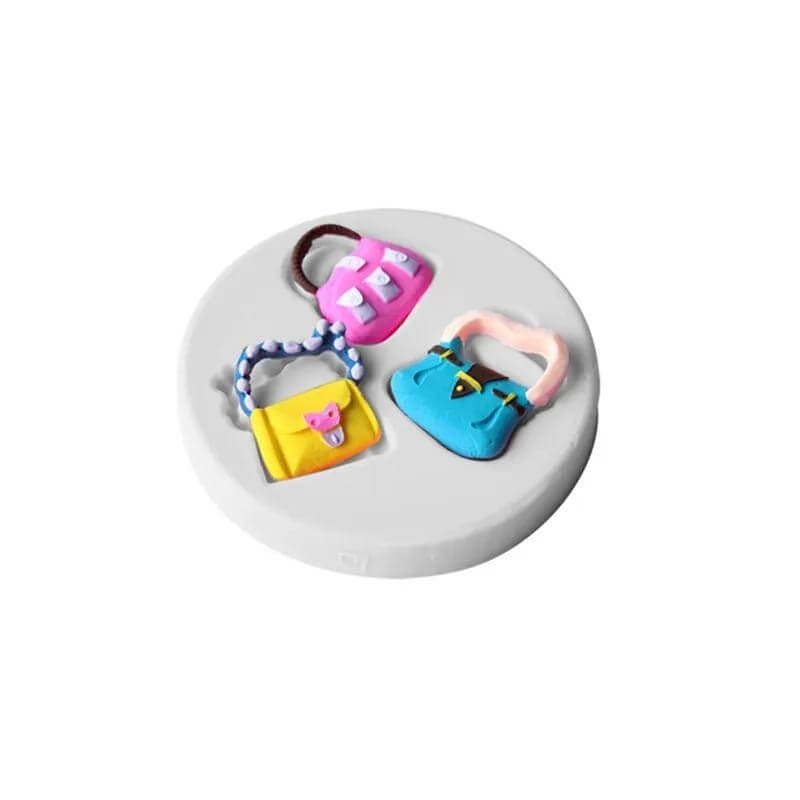 Molde de silicona de CARTERAS X 3 para uso en, yeso, porcelana fría, fondant, cemento. descuento, chocolate. descuento