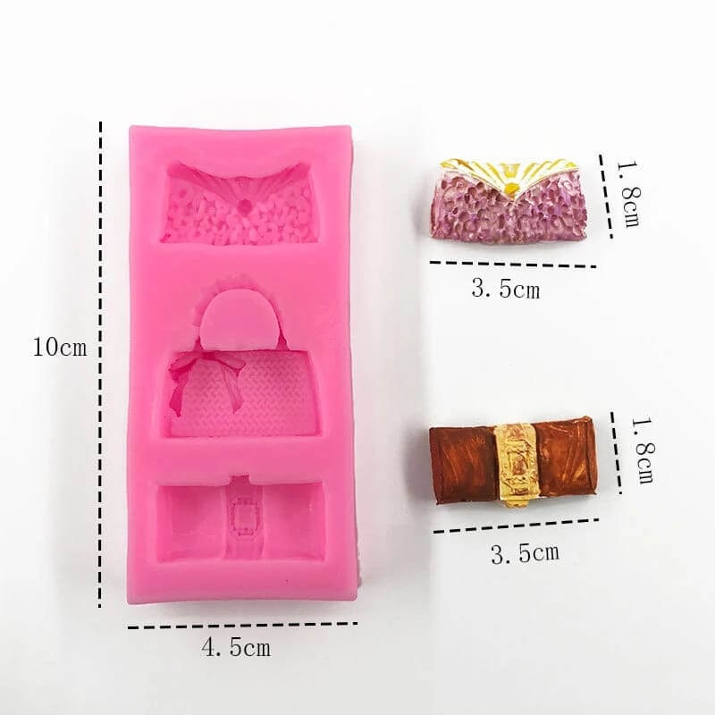 Moldes de silicona con 2 diseño de CARTERAS para uso en porcelana fría, fondant. (valor unitario en la descripción)