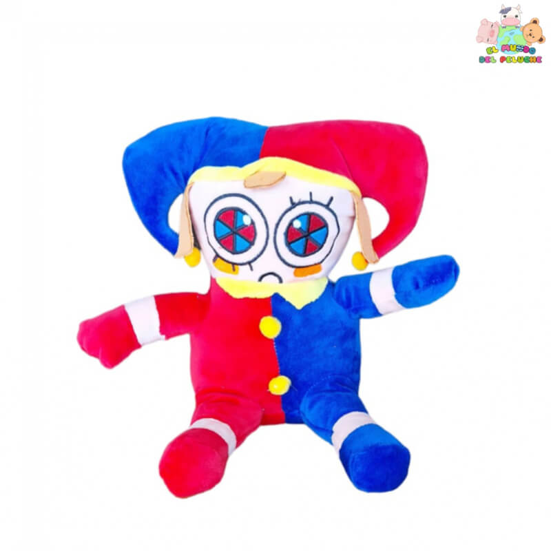 Peluche Pomni Circo Digital - Arlequín con Ojos Ruleta, Multicolor, El Mundo del Peluche
