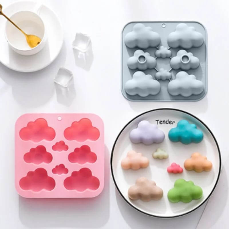 Molde de silicona diseño de NUBES X8, para uso en Velas, jabones, resina, yeso, chocolate.