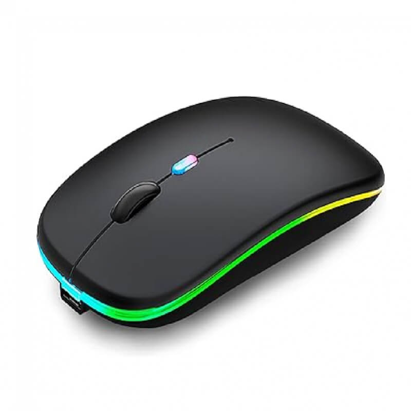 MOUSE INALÁMBRICO BLUETOOTH, MOUSE LED RECARGABLE SILENCIOSO DELGADO PARA PORTÁTIL, PORTÁTIL (BT5.2/3.0 Y USB 2.4G), MOUSE DE COMPUTADORA DE DOBLE MOD