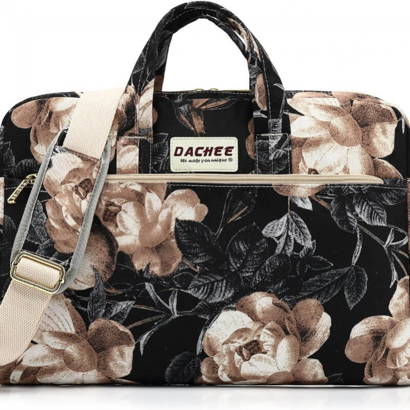 BOLSO BANDOLERA IMPERMEABLE PARA COMPUTADORA PORTÁTIL DACHEE - DE 14 A 15,6 PULGADAS CON DISEÑO DE ROSAS, BEIGE ROSE SHOULDER, 15 INCH/15.6 INCH