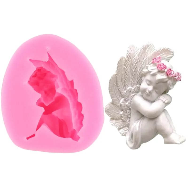 Molde de silicona con diseño ANGEL CORONA para uso en Velas, Jabones, resina, chocolate o yeso.