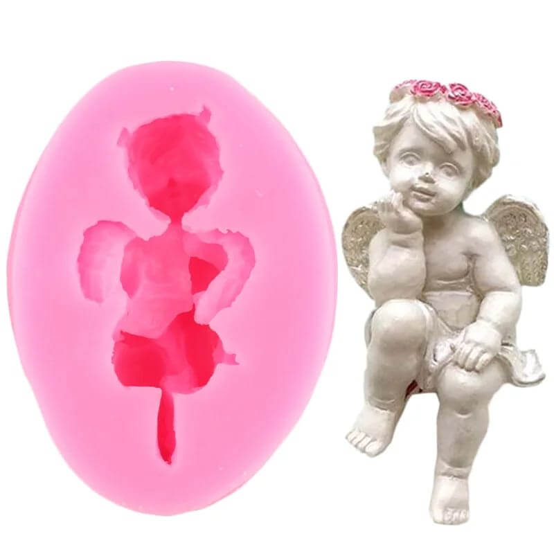 Molde de silicona con diseño ANGEL CORONA para uso en Velas, Jabones, resina, chocolate o yeso.