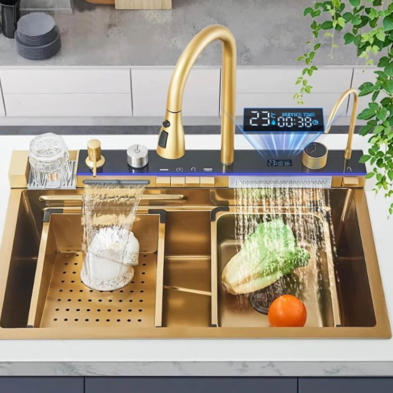 Fregadero doble cascada deluxe gold