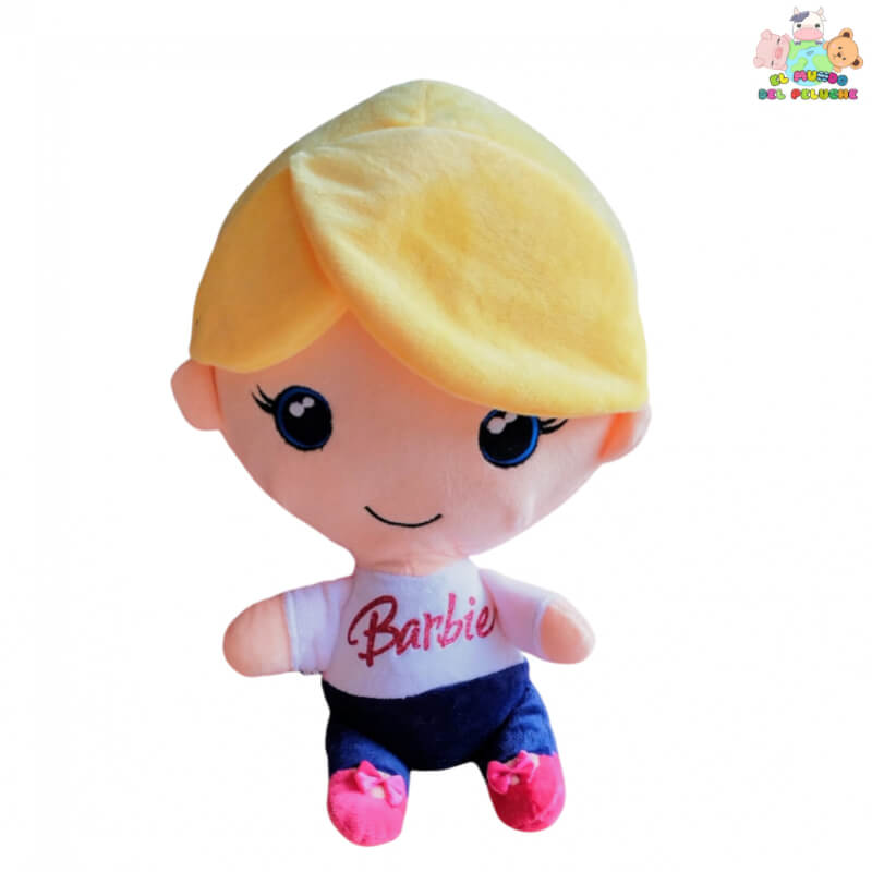 Peluche Barbie de Película | Blusa Blanca y Pantalón Azul Marino | 38x14 cm | El Mundo del Peluche