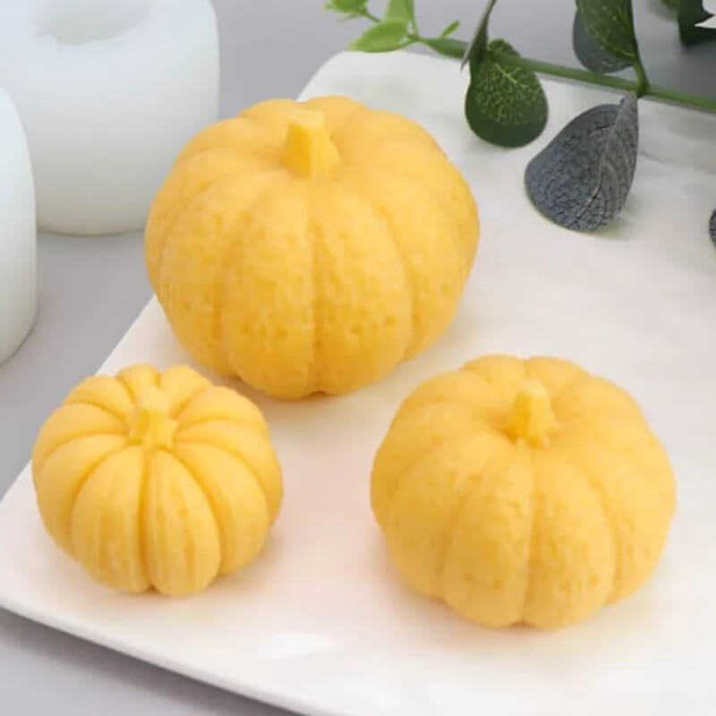 Combo de moldes de silicona diseño de CALABAZA 3D A, B, C, para uso en Velas, jabones, resina, yeso, chocolate. valores unitarios en la descripción