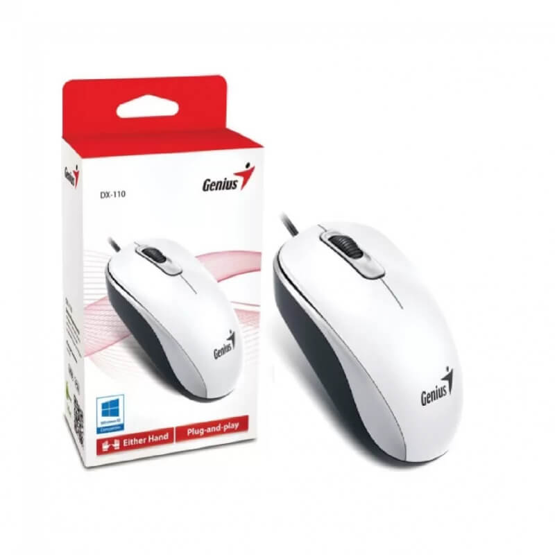 MOUSE USB GENIUS DX 110 BLANCO 3 BOTONES 1000DPI WINDOWS Y MAC