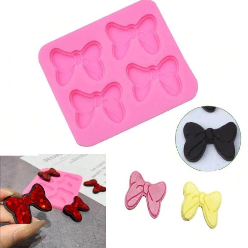Molde de silicona con diseño LAZOS MINIE X 4 para uso en Velas, Jabones, resina, chocolate, porcelana fría.