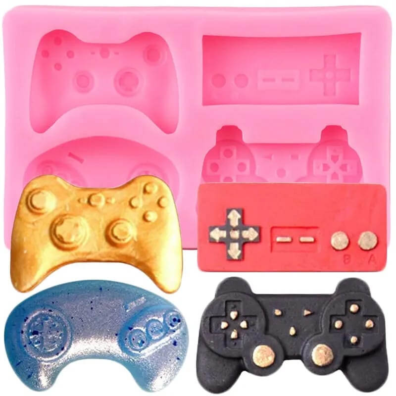 Molde de silicona con diseño CONTROLES JUEGOS X 4 para uso en Velas, Jabones, resina, chocolate, porcelana fría.