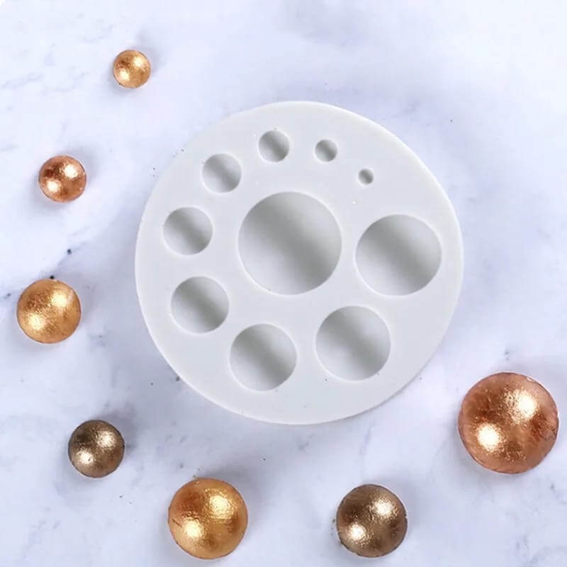 Molde de silicona con diseño MEDIAS ESFERAS para uso en Velas, Jabones, resina, chocolate, porcelana fría.