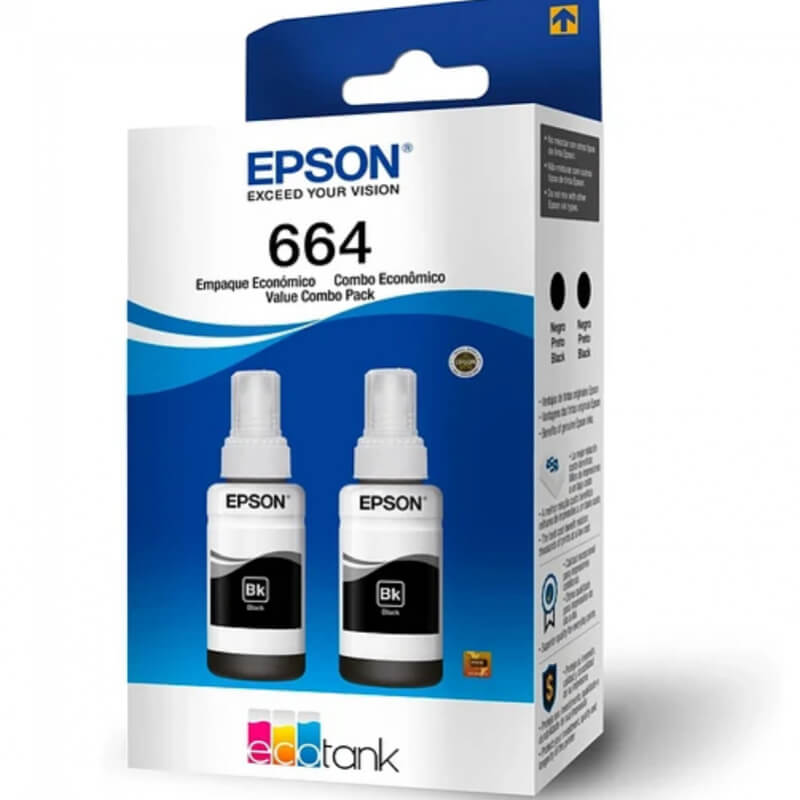 TINTAS EPSON T664 NEGRO PACK 2 UNIDADES