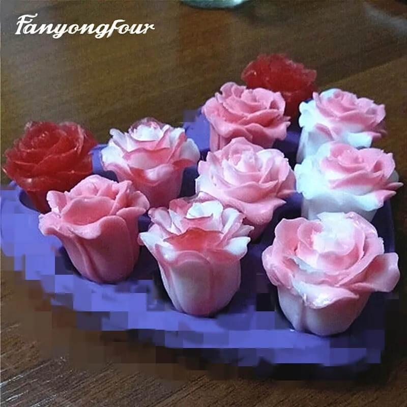 Molde de silicona con diseño DE ROSA X 2 3D BIPARTIDO para uso en Velas, Jabones, resina, chocolate o yeso. descuento
