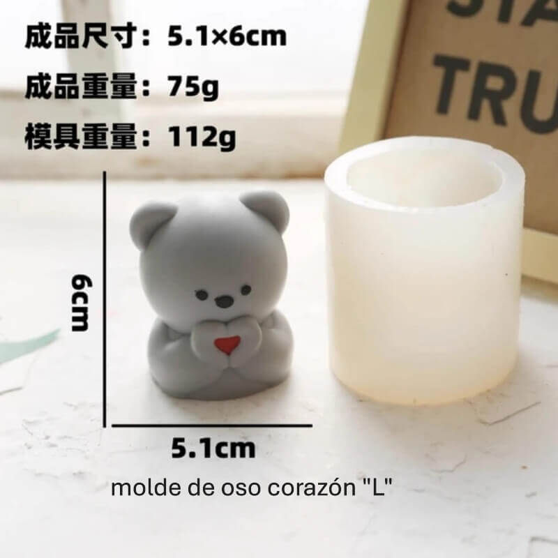 molde oso corazón L