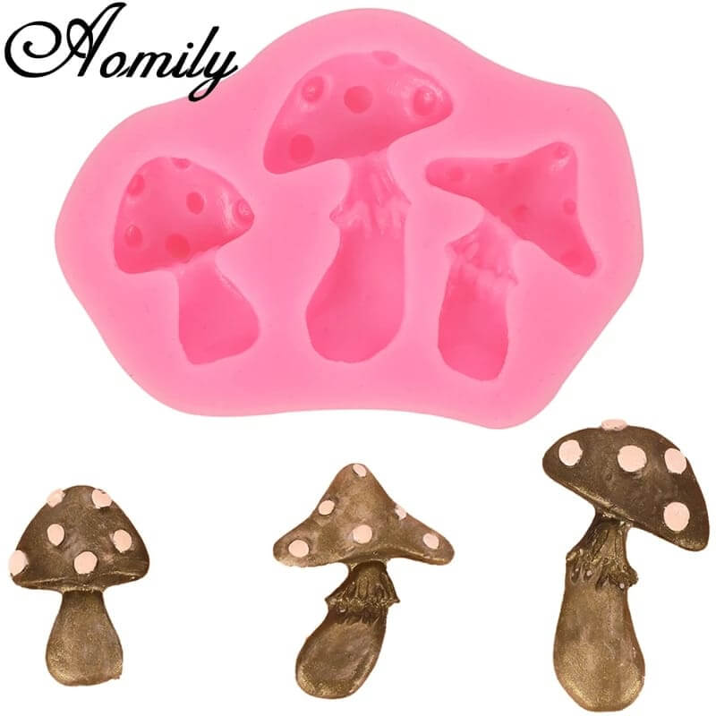 Molde de silicona con diseño HONGOS X 3 para uso en Velas, Jabones, resina, chocolate, porcelana fría.