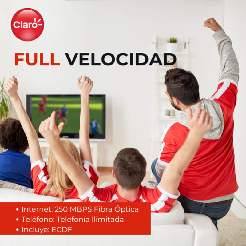 MÁS PARTIDOS A FULL VELOCIDAD | 250 MBPS Fibra Óptica, Velocidad Permanente