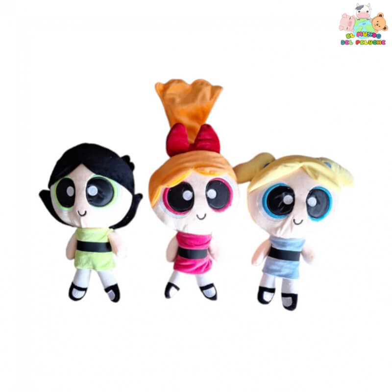 Peluche Chicas Superpoderosas: Burbuja, Bellota y Bombón - 30cm | El Mundo del Peluche