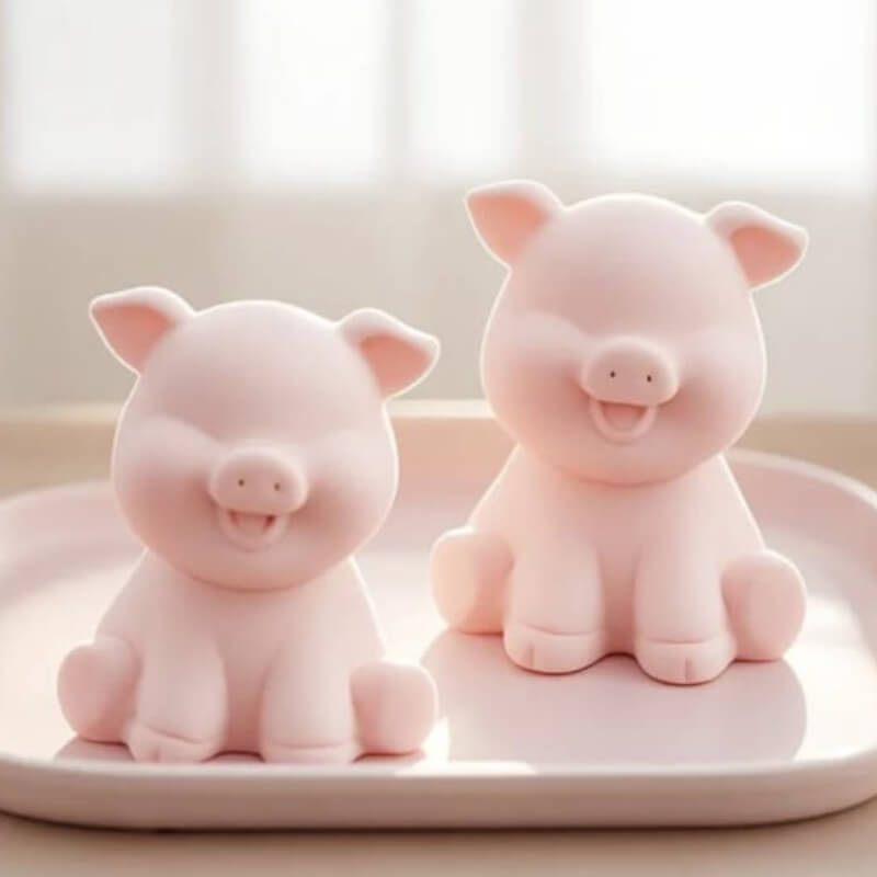 Molde de silicona con diseño de Cerdo para uso en Velas, jabón, yeso, chocolate, resina.