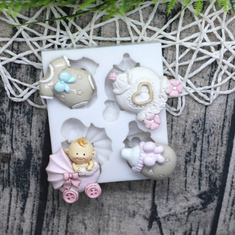 Molde de silicona con diseño de MOLDE BABY SHOWER para uso en Velas, jabón, yeso, chocolate, resina, hielo. descuento