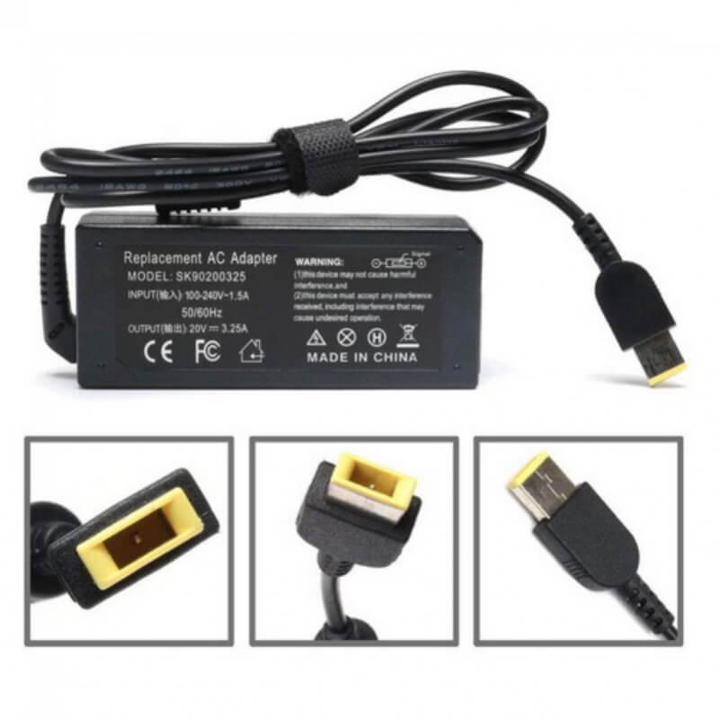 CARGADOR LAPTO LENOVO 20V 3.25A RECT. 65W