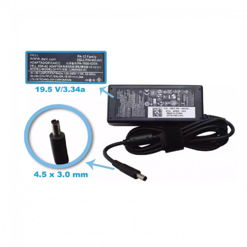 CARGADOR LAPTO DELL 19.5V 3.34A 4.5*3.0 65W