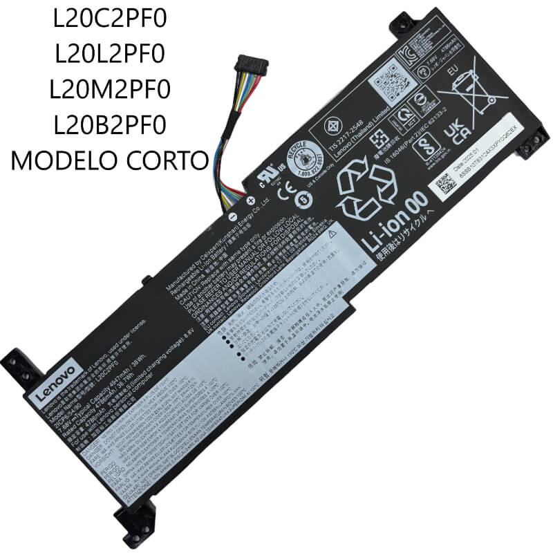 BATERIA LENOVO L20C2PF0 L20L2PF0 L20M2PF0 L20B2PF0 38WH 7.68V MODELO CORTO