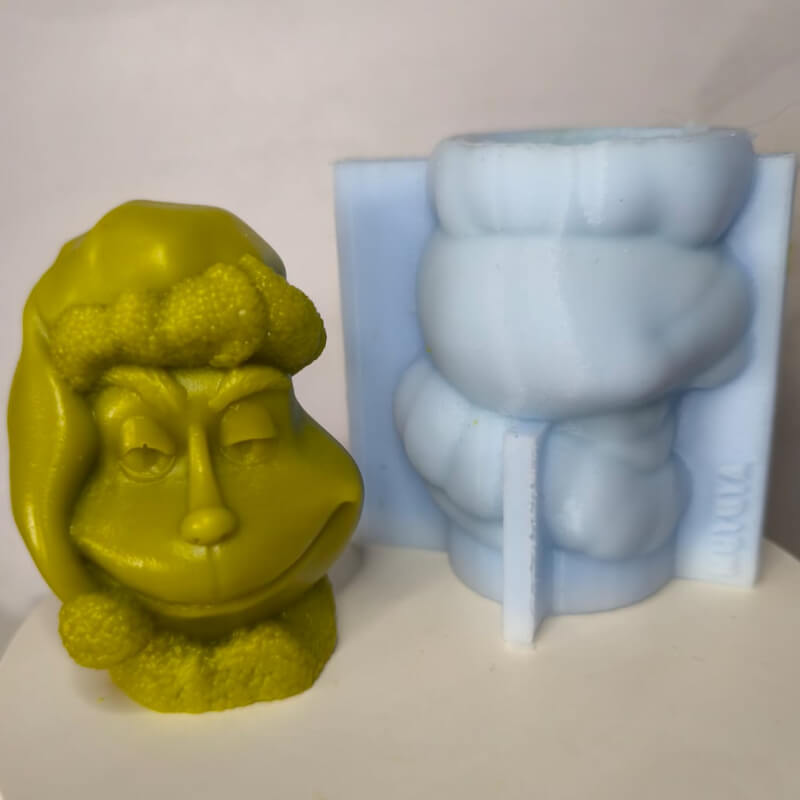 Molde de silicona con diseño de Grinch dudoso para uso en Velas, jabón, yeso, chocolate, resina, cemento.