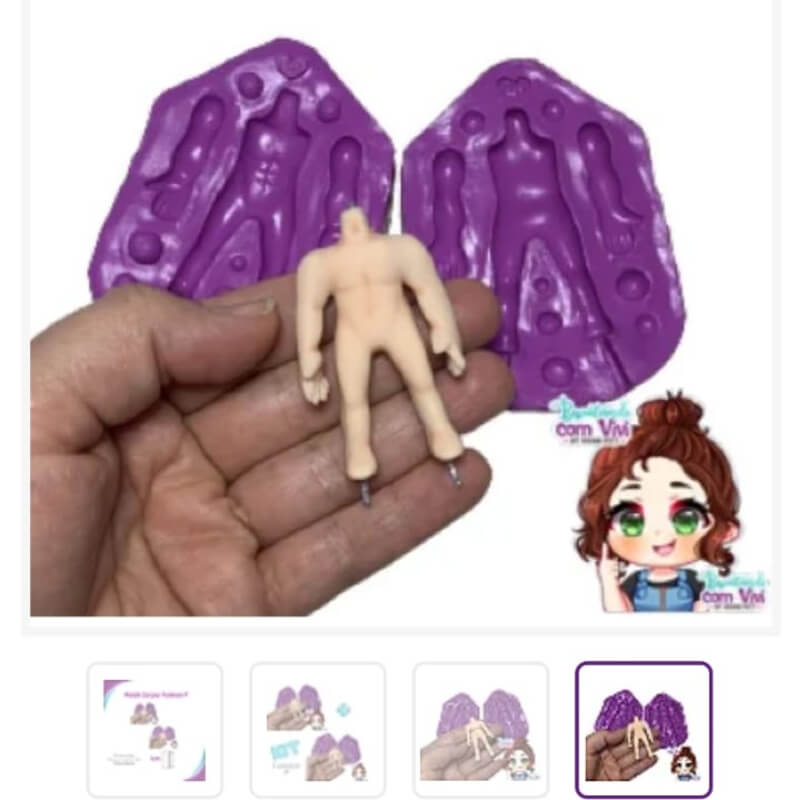 Combo de moldes de silicona de FUNKO cuerpo de hombre y mujer para uso en porcelana fría. (precio unitario en la descripción)