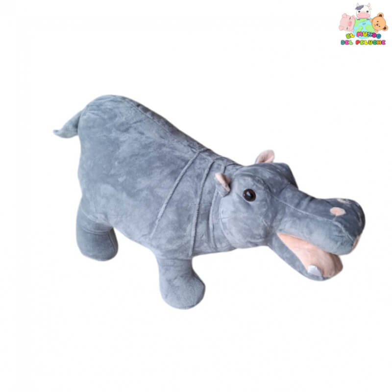 Hipopótamo de Peluche | Gris con Colmillos | 33 cm x 25 cm | El Mundo del Peluche