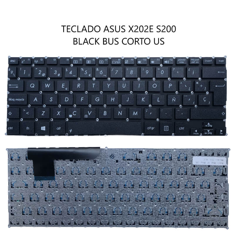 TECLADO ASUS X202E S200 BLACK BUS CORTO US