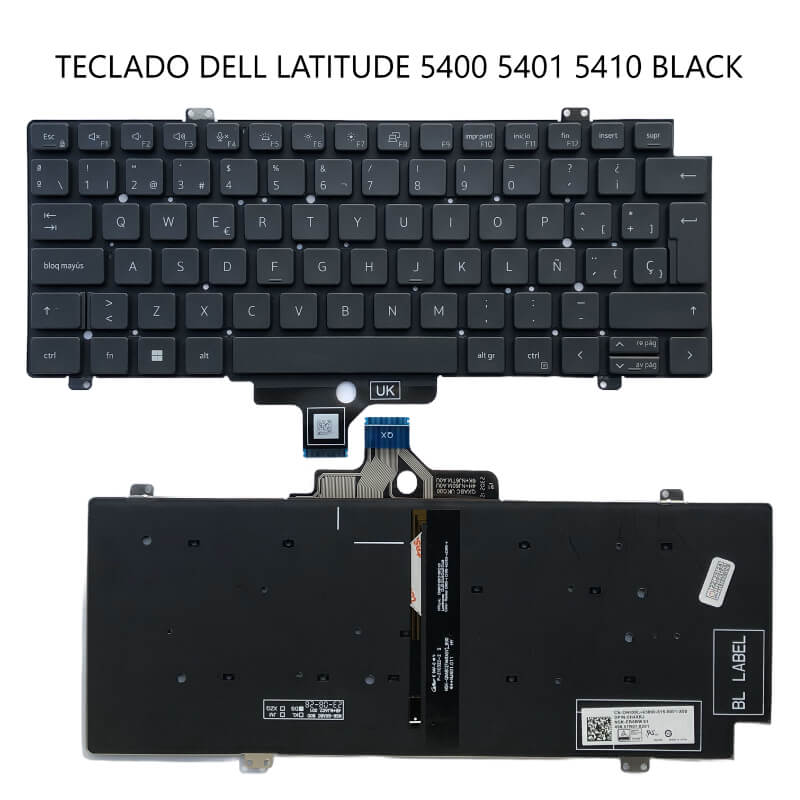 TECLADO DELL Latitude 5400 5401 5410 7410 7420 5420 US BACKLIT SIN BOTON EQUINA GANCHO ENTRE F3 Y F4