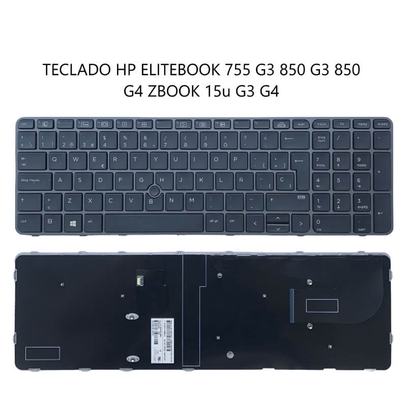 TECLADO HP EliteBook 755 G3 850 G3 850 G4 ZBook 15u G3 G4 GRAY FRAME BLACK (with point,Backlit,Win8)